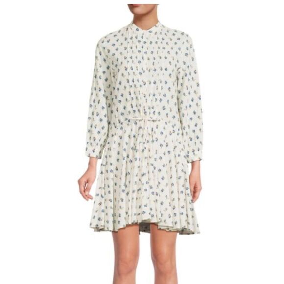 Zadig & Voltaire Ranil Light Flower‎ Long Sleeve Cotton Blend Dobby Dress NWOT - Picture 1 of 9